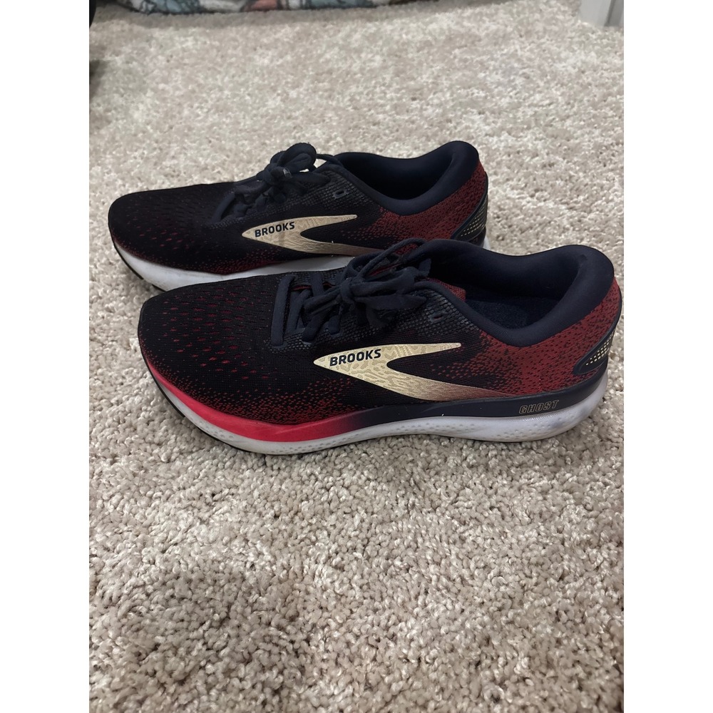 Brooks Ghost 13 Womens Running Shoes Black Red Gold 1203381B042 Size 9
